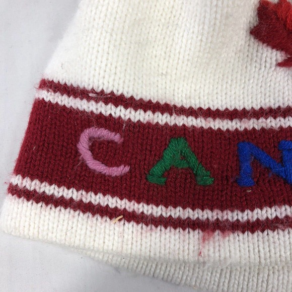 CANADA BEANIE HAT CAP WHITE ACRYLIC COTTON BLEND ONE SIZE FITS MOST MULTI COLOR - Picture 4 of 12